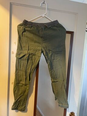 Kids Olive Green Cargo Jogger Pants
